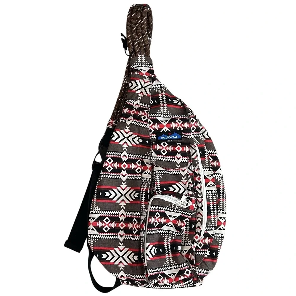 Kavu Rope Sling Bag Southwest Aztec Geometric Pockets‎ Travel Backpack